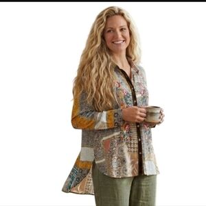 Aratta Silent Journey Beaded Embroidered Luna Shirt Art To Wear Size S